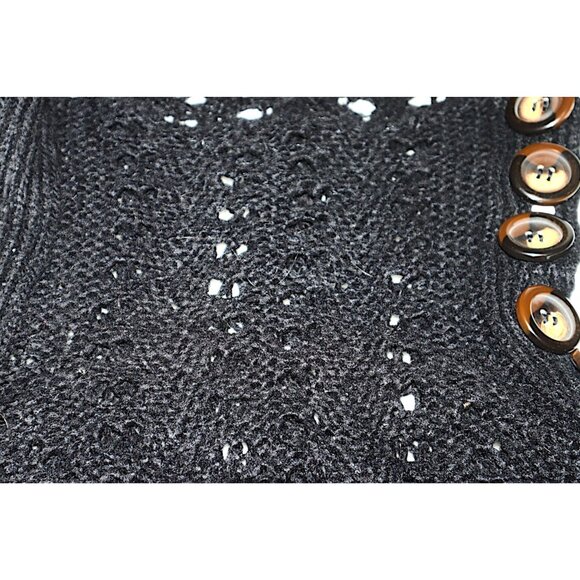 Free People Black Cable Knit Turtleneck L Sweater Dress Boho Cozy - Picture 6 of 9